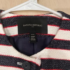 Banana Republic Navy and Red Striped  Tweed Jacket